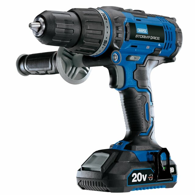 Draper Storm Force 20V Combi Drill, 2 x 2.0Ah Batteries, 1 x Charger