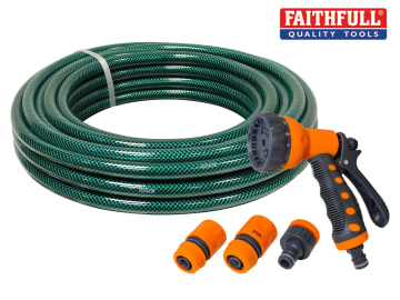 PVC Garden Hose 20m with Fittings & Spray Gun
